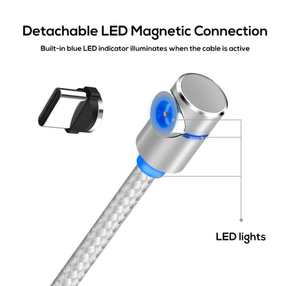 TOPK AM30 2m 2.4A Max USB to USB-C / Type-C 90 Degree Elbow Magnetic Charging Cable with LED Indicator(Silver) - Charging Cable & Head by TOPK | Online Shopping South Africa | PMC Jewellery