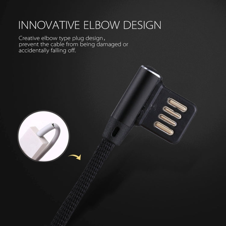 1m 2.4A Output USB to USB-C / Type-C Double Elbow Design Nylon Weave Style Data Sync Charging Cable(Black) - USB-C & Type-C Cable by PMC Jewellery | Online Shopping South Africa | PMC Jewellery | Buy Now Pay Later Mobicred