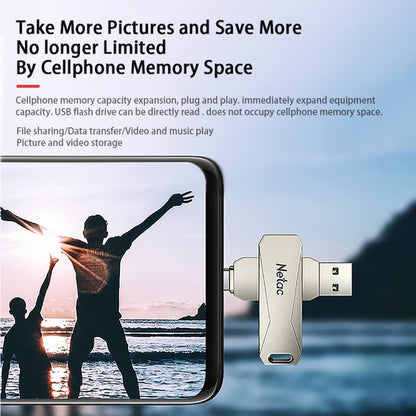 Netac U782C 64GB USB-C / Type-C + USB 3.0 360 Degrees Rotation Zinc Alloy Flash Drive OTG U Disk - USB Flash Drives by Netac | Online Shopping South Africa | PMC Jewellery | Buy Now Pay Later Mobicred