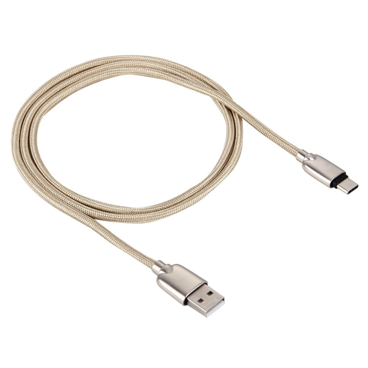 1M Woven Style Metal Head 108 Copper Cores USB-C / Type-C to USB Data Sync Charging Cable (Gold) - USB-C & Type-C Cable by PMC Jewellery | Online Shopping South Africa | PMC Jewellery | Buy Now Pay Later Mobicred