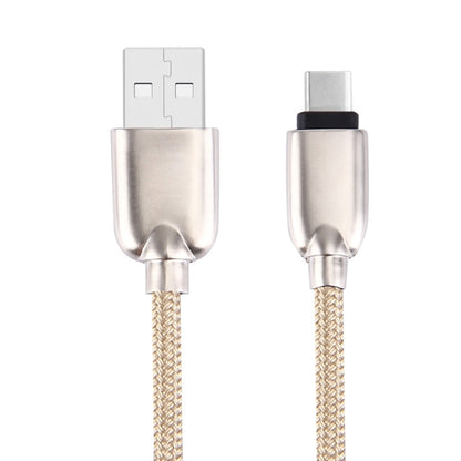 1M Woven Style Metal Head 108 Copper Cores USB-C / Type-C to USB Data Sync Charging Cable (Gold) - USB-C & Type-C Cable by PMC Jewellery | Online Shopping South Africa | PMC Jewellery | Buy Now Pay Later Mobicred