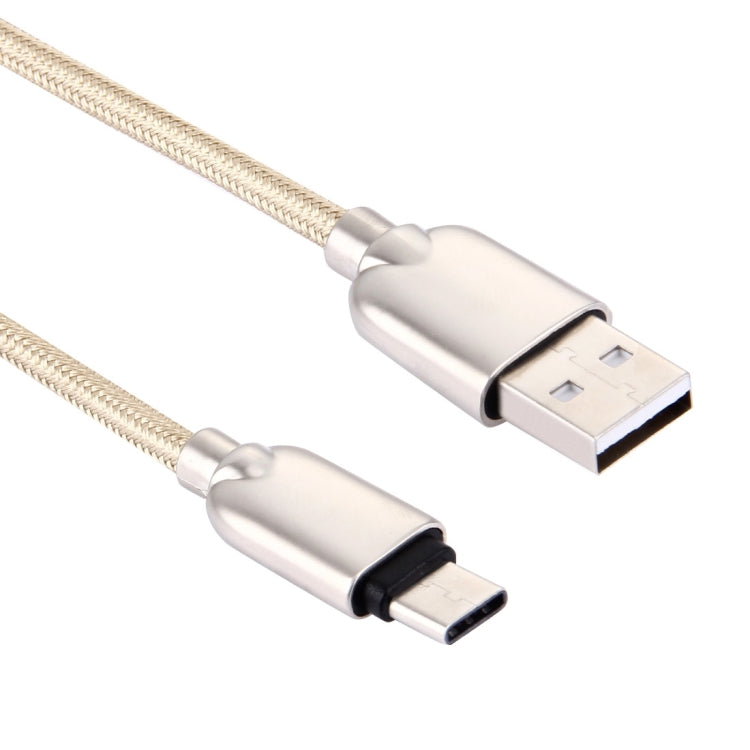 1M Woven Style Metal Head 108 Copper Cores USB-C / Type-C to USB Data Sync Charging Cable (Gold) - USB-C & Type-C Cable by PMC Jewellery | Online Shopping South Africa | PMC Jewellery | Buy Now Pay Later Mobicred