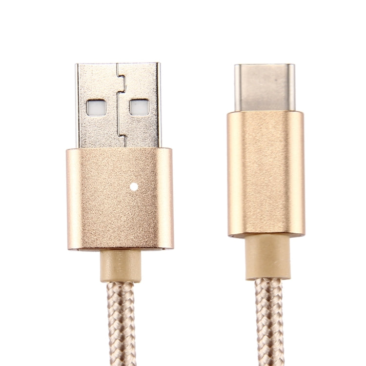 Knit Texture USB to USB-C / Type-C Data Sync Charging Cable, Cable Length: 1m, 3A Total Output, 2A Transfer Data(Gold) - USB-C & Type-C Cable by PMC Jewellery | Online Shopping South Africa | PMC Jewellery | Buy Now Pay Later Mobicred