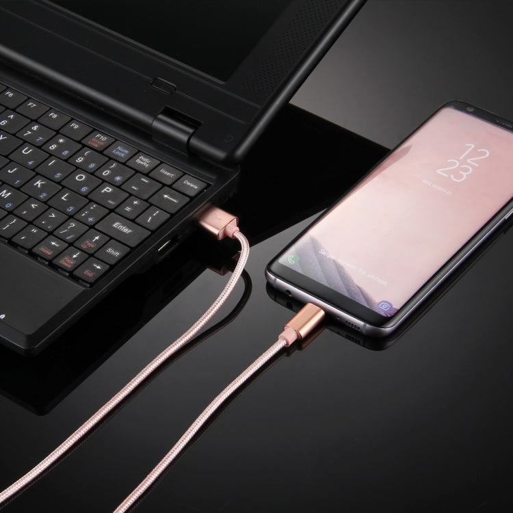 Knit Texture USB to USB-C / Type-C Data Sync Charging Cable, Cable Length: 1m, 3A Total Output, 2A Transfer Data(Rose Gold) - USB-C & Type-C Cable by PMC Jewellery | Online Shopping South Africa | PMC Jewellery | Buy Now Pay Later Mobicred