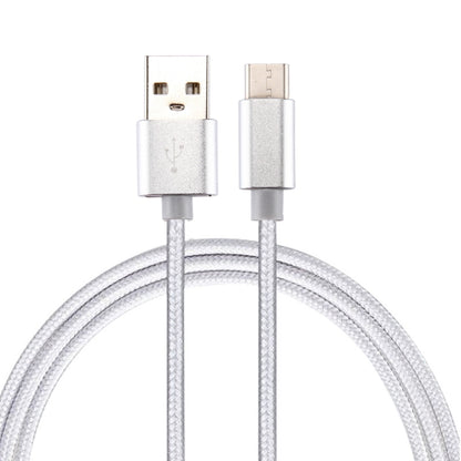 Knit Texture USB to USB-C / Type-C Data Sync Charging Cable, Cable Length: 1m, 3A Total Output, 2A Transfer Data(Silver) - USB-C & Type-C Cable by PMC Jewellery | Online Shopping South Africa | PMC Jewellery | Buy Now Pay Later Mobicred