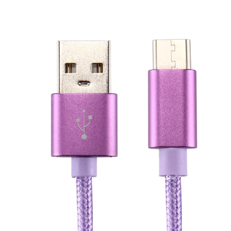 Knit Texture USB to USB-C / Type-C Data Sync Charging Cable, Cable Length: 2m, 3A Output(Purple) - USB-C & Type-C Cable by PMC Jewellery | Online Shopping South Africa | PMC Jewellery | Buy Now Pay Later Mobicred