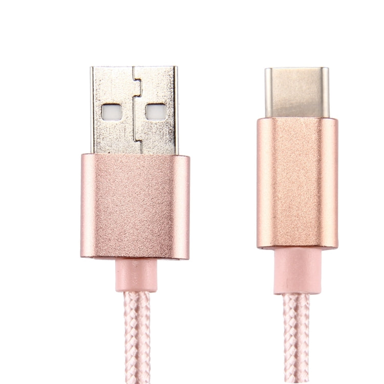 Knit Texture USB to USB-C / Type-C Data Sync Charging Cable, Cable Length: 2m, 3A Output(Rose Gold) - USB-C & Type-C Cable by PMC Jewellery | Online Shopping South Africa | PMC Jewellery | Buy Now Pay Later Mobicred