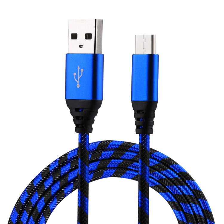 1m USB to USB-C / Type-C Nylon Weave Style Data Sync Charging Cable(Blue) - USB-C & Type-C Cable by PMC Jewellery | Online Shopping South Africa | PMC Jewellery | Buy Now Pay Later Mobicred