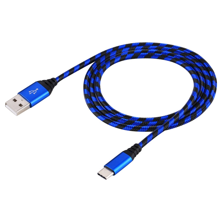 1m USB to USB-C / Type-C Nylon Weave Style Data Sync Charging Cable(Blue) - USB-C & Type-C Cable by PMC Jewellery | Online Shopping South Africa | PMC Jewellery | Buy Now Pay Later Mobicred