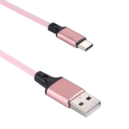 1m 2A Output USB to USB-C / Type-C Nylon Weave Style Data Sync Charging Cable(Pink) - USB-C & Type-C Cable by PMC Jewellery | Online Shopping South Africa | PMC Jewellery | Buy Now Pay Later Mobicred