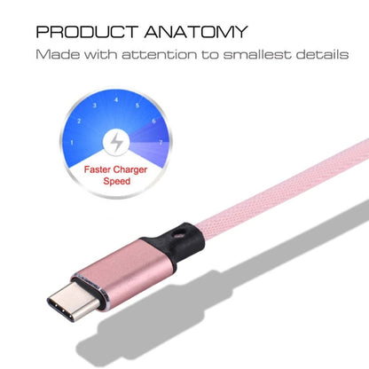 1m 2A Output USB to USB-C / Type-C Nylon Weave Style Data Sync Charging Cable(Pink) - USB-C & Type-C Cable by PMC Jewellery | Online Shopping South Africa | PMC Jewellery | Buy Now Pay Later Mobicred