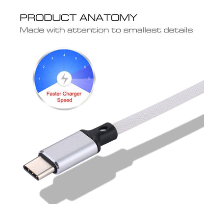 1m 2A Output USB to USB-C / Type-C Nylon Weave Style Data Sync Charging Cable(White) - USB-C & Type-C Cable by PMC Jewellery | Online Shopping South Africa | PMC Jewellery | Buy Now Pay Later Mobicred