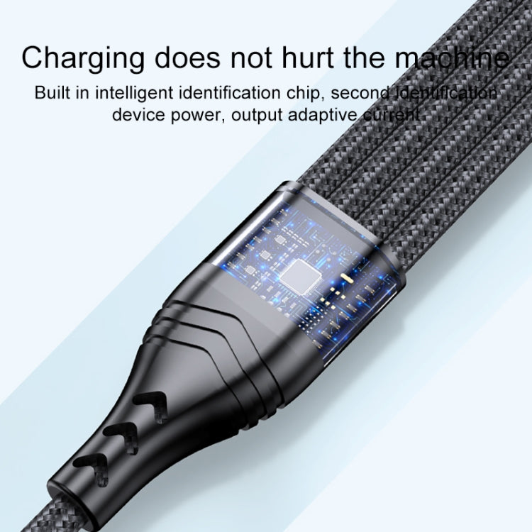 4 in 1 66W 6A USB to 8 Pin + Micro USB + Dual USB-C / Type-C Fast Charging Data Cable, Cable Length: 1.2m(Grey) - Multifunction Cable by PMC Jewellery | Online Shopping South Africa | PMC Jewellery | Buy Now Pay Later Mobicred