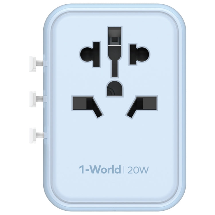 MOMAX UA11 1-World 20W PD Global Travel Fast Charger Power Adapter(Blue) - Plug Adaptor by MOMAX | Online Shopping South Africa | PMC Jewellery | Buy Now Pay Later Mobicred