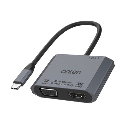 Onten M205 3 in 1 Type-C to HDMI+VGA+PD Fast Charge Video Converter (Grey) - Adapter by Onten | Online Shopping South Africa | PMC Jewellery | Buy Now Pay Later Mobicred