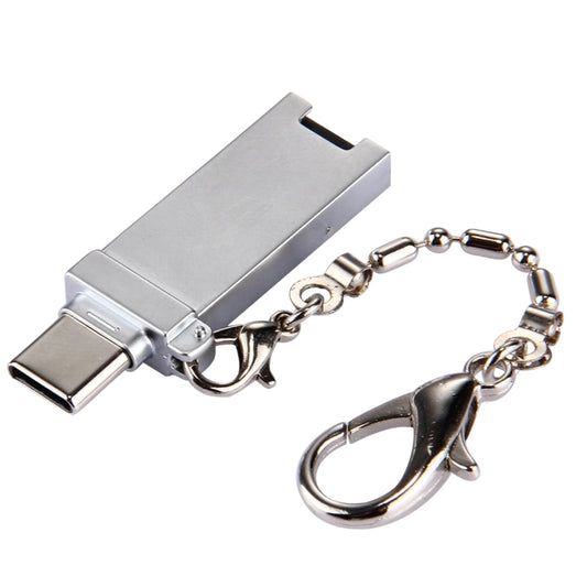 Mini Aluminum Alloy USB 2.0 Female to USB-C / Type-C Male Port Connector Adapter with Chain(Grey) - OTG Adapter by PMC Jewellery | Online Shopping South Africa | PMC Jewellery | Buy Now Pay Later Mobicred