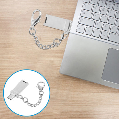 Mini Aluminum Alloy USB 2.0 Female to USB-C / Type-C Male Port Connector Adapter with Chain(Silver) - OTG Adapter by PMC Jewellery | Online Shopping South Africa | PMC Jewellery | Buy Now Pay Later Mobicred