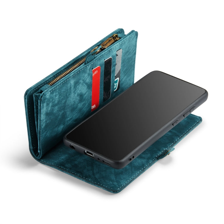 CaseMe-008 Detachable Multifunctional Retro Frosted Horizontal Flip Leather Case for Galaxy A20 / M10S, with Card Slot & Holder & Zipper Wallet & Photo Frame(Blue) - Galaxy Phone Cases by CaseMe | Online Shopping South Africa | PMC Jewellery | Buy Now Pay Later Mobicred