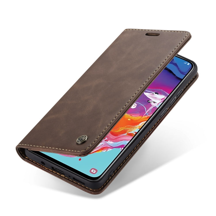 CaseMe-013 Multifunctional Retro Frosted Horizontal Flip Leather Case for Galaxy A70, with Card Slot & Holder & Zipper Wallet & Photo Frame(Coffee) - Galaxy Phone Cases by CaseMe | Online Shopping South Africa | PMC Jewellery | Buy Now Pay Later Mobicred