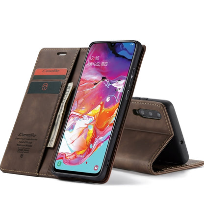 CaseMe-013 Multifunctional Retro Frosted Horizontal Flip Leather Case for Galaxy A70, with Card Slot & Holder & Zipper Wallet & Photo Frame(Coffee) - Galaxy Phone Cases by CaseMe | Online Shopping South Africa | PMC Jewellery | Buy Now Pay Later Mobicred