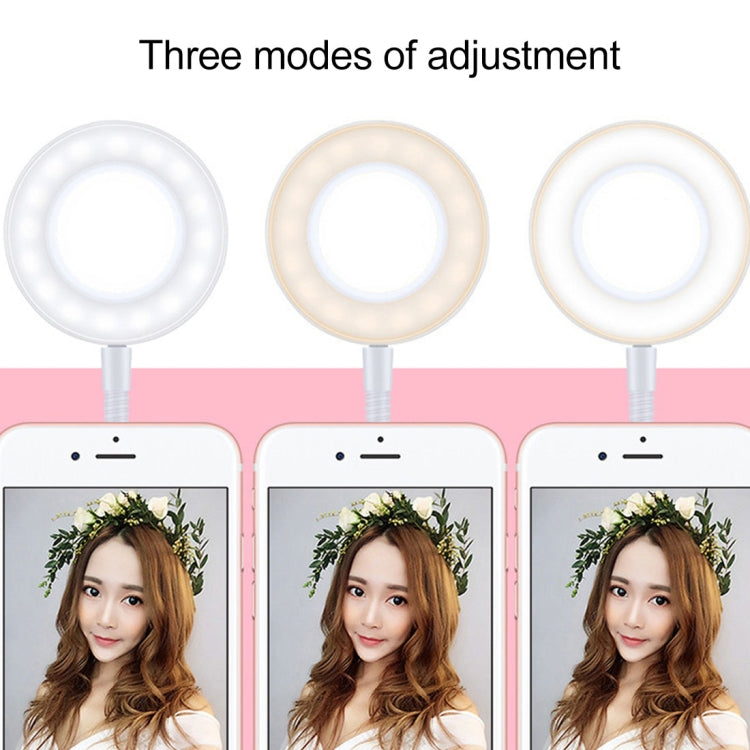 Universal Cell Phone Holder Bracket Selfie Ring Light with Microphone Clip & 3-Color Light Adjustment, for Studio Recording, Live Broadcast, Live Show, KTV, etc.(White) - Selfie Light by PMC Jewellery | Online Shopping South Africa | PMC Jewellery | Buy Now Pay Later Mobicred