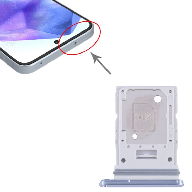 For Samsung Galaxy A55 SM-A556B Original SIM Card Tray + SIM / Micro SD Card Tray (Blue) - Card Socket by PMC Jewellery | Online Shopping South Africa | PMC Jewellery | Buy Now Pay Later Mobicred