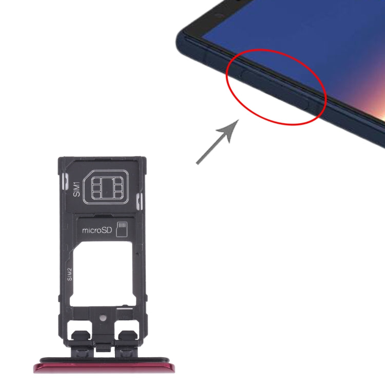 SIM Card Tray + SIM Card Tray / Micro SD Card Tray for Sony Xperia 5 (Red) - Card Tray by PMC Jewellery | Online Shopping South Africa | PMC Jewellery | Buy Now Pay Later Mobicred