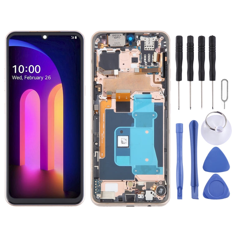 For LG V60 ThinQ US Version Original LCD Screen Digitizer Full Assembly with Frame (Gold) - For LG by PMC Jewellery | Online Shopping South Africa | PMC Jewellery | Buy Now Pay Later Mobicred