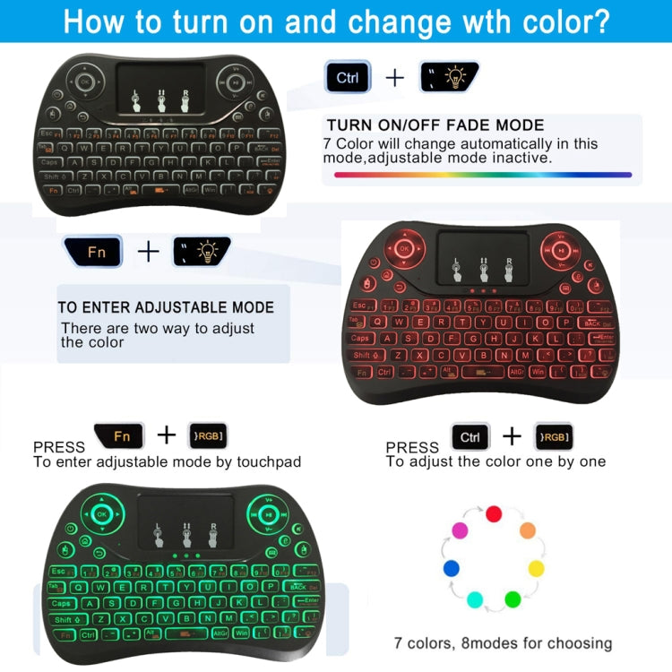 I8 Max 2.4GHz Mini Wireless Keyboard with Touchpad Rechargeable Fly Air Mouse Smart Game 7-color Backlit - Mini Keyboard by PMC Jewellery | Online Shopping South Africa | PMC Jewellery | Buy Now Pay Later Mobicred