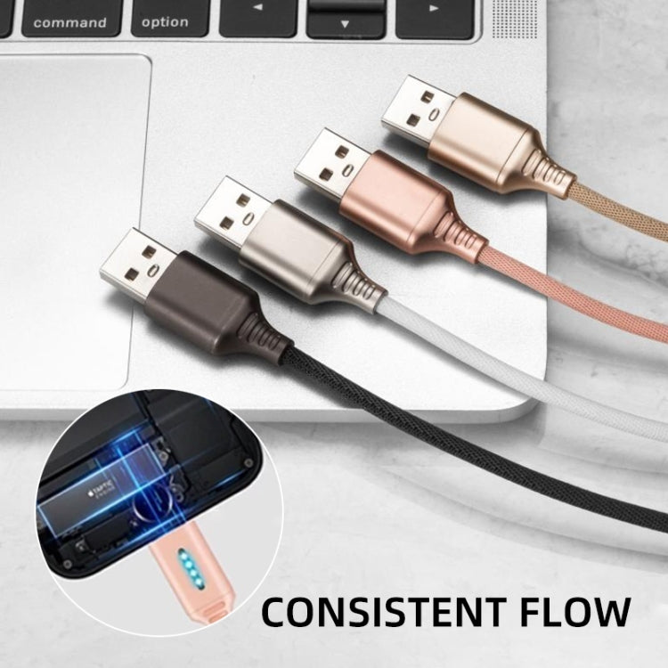 8 Pin Interface Zinc Alloy Marquee Luminous Intelligent Automatic Power off Charging Data Cable(glod) - Normal Style Cable by PMC Jewellery | Online Shopping South Africa | PMC Jewellery | Buy Now Pay Later Mobicred