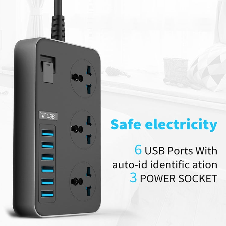 T09 3000W High Power Multi-Function Plug-in 3-Hole International Universal Jack + 6 USB Intelligent Charging EU PLUG - Extension Socket by PMC Jewellery | Online Shopping South Africa | PMC Jewellery | Buy Now Pay Later Mobicred