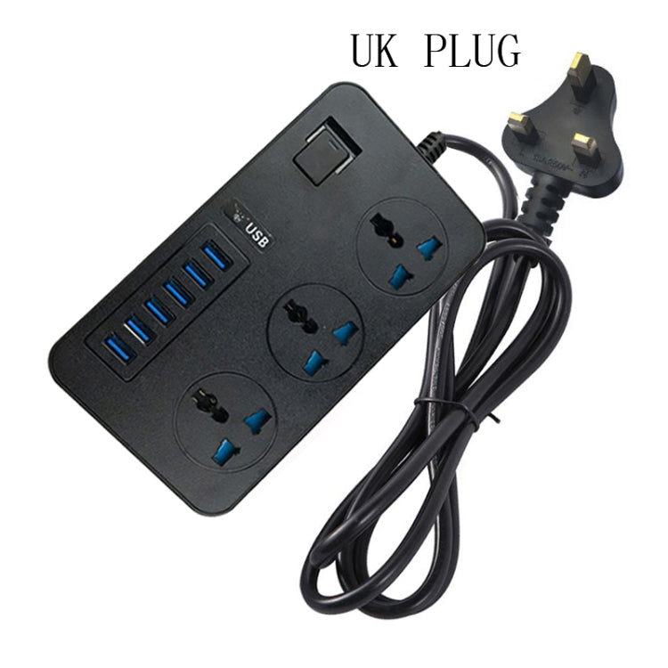 T09 3000W High Power Multi-Function Plug-in 3-Hole International Universal Jack + 6 USB Intelligent Charging UK PLUG - Extension Socket by PMC Jewellery | Online Shopping South Africa | PMC Jewellery | Buy Now Pay Later Mobicred