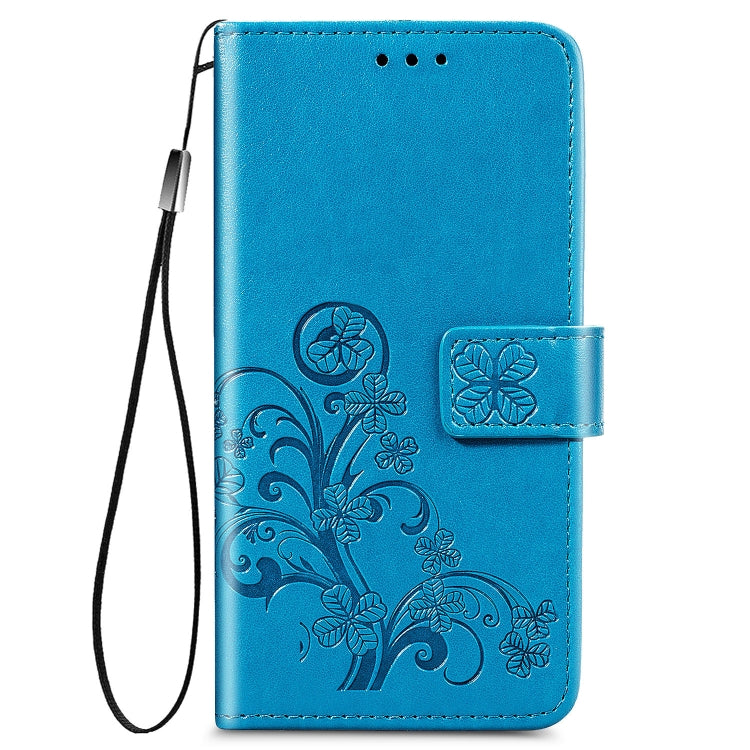 For OPPO A72/A52/A92 Four-leaf Clasp Embossed Buckle Mobile Phone Protection Leather Case with Lanyard & Card Slot & Wallet & Bracket Function(Blue) - OPPO Cases by PMC Jewellery | Online Shopping South Africa | PMC Jewellery | Buy Now Pay Later Mobicred