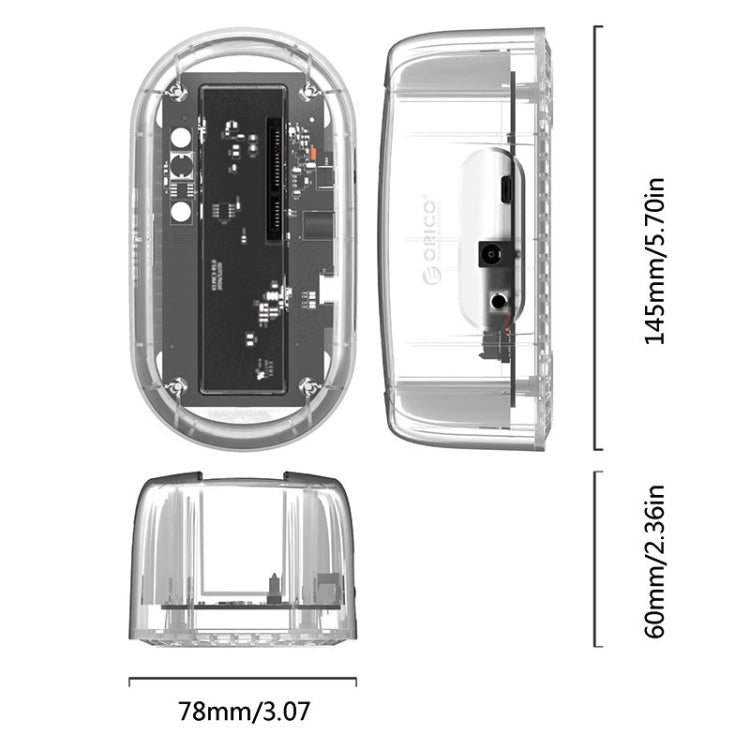 ORICO 6139C3-G2 3.5 inch Transparent USB3.1 Gen2 Type-C Hard Drive Dock - HDD Enclosure by ORICO | Online Shopping South Africa | PMC Jewellery | Buy Now Pay Later Mobicred