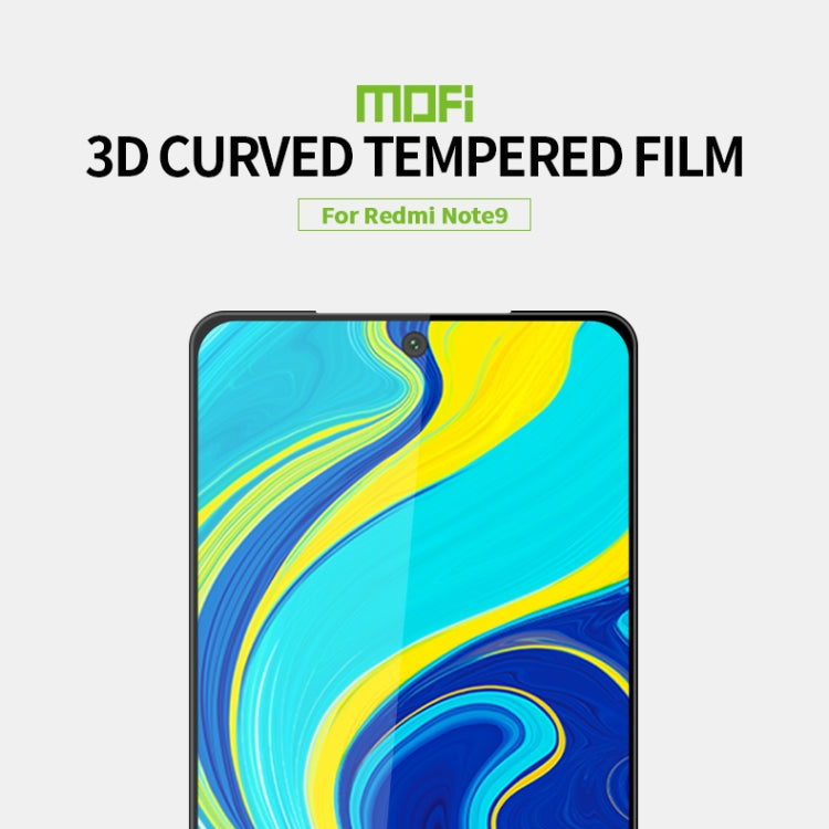 For Xiaomi Redmi Note 9 MOFI 9H 3D Explosion-proof Curved Screen Tempered Glass Film(Black) -  by MOFI | Online Shopping South Africa | PMC Jewellery