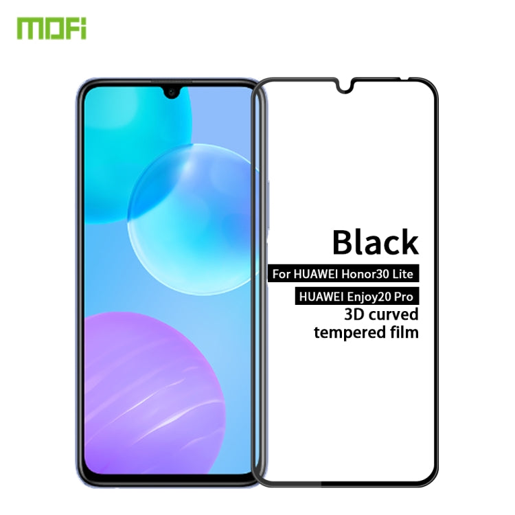 For Huawei Enjoy20 Pro/Honor30 Lite MOFI 9H 3D Explosion-proof Curved Screen Tempered Glass Film(Black) - Huawei Tempered Glass by MOFI | Online Shopping South Africa | PMC Jewellery