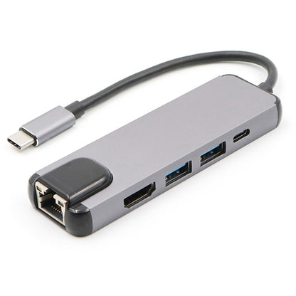 USB-C/Type-C to HD 4K HDMI + RJ45 + USB 3.0 + USB 2.0 + PD 5 in 1 HUB Converter - USB HUB by PMC Jewellery | Online Shopping South Africa | PMC Jewellery | Buy Now Pay Later Mobicred