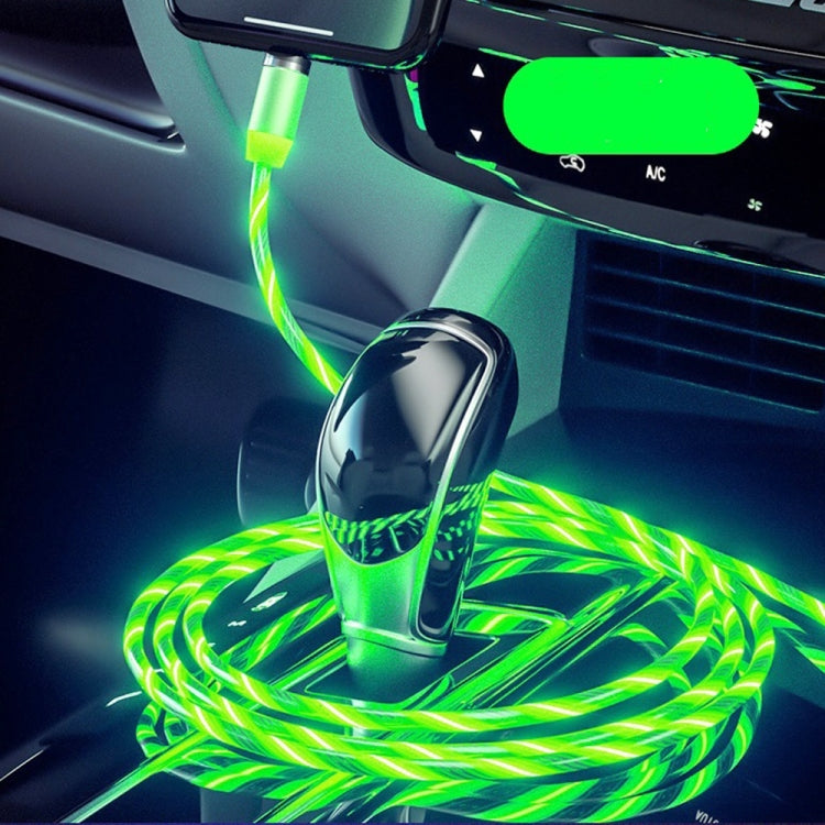 2 in 1 USB to 8 Pin + Micro USB Magnetic Suction Colorful Streamer Mobile Phone Charging Cable, Length: 1m(Green Light) - 2 in 1 Cable by PMC Jewellery | Online Shopping South Africa | PMC Jewellery | Buy Now Pay Later Mobicred