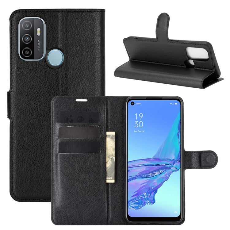 For OPPO A53 2020/OPPO A32 2020 Litchi Texture Horizontal Flip Protective Case with Holder & Card Slots & Wallet(Black) - OPPO Cases by PMC Jewellery | Online Shopping South Africa | PMC Jewellery | Buy Now Pay Later Mobicred