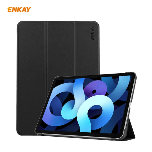 For iPad Air 11 2024 / Pro 11 2018 / Air 10.9 2022 ENKAY 3-folding Plastic Leather Smart Tablet Case(Dark Blue) - iPad Air (2022) / (2020) 10.9 Cases by ENKAY | Online Shopping South Africa | PMC Jewellery | Buy Now Pay Later Mobicred