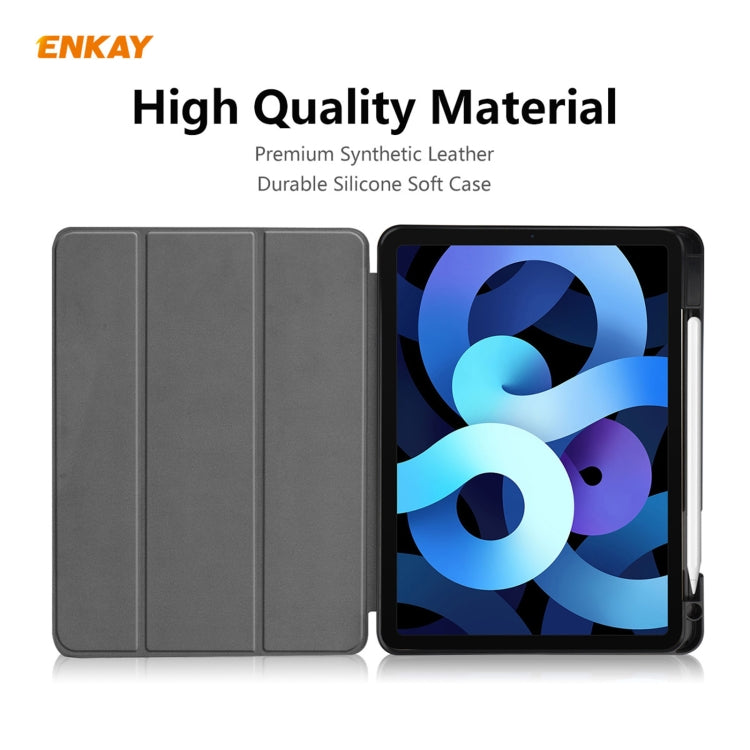 For iPad Air 11 2024 / Pro 11 2018 / Air 10.9 2022 ENKAY TPU Leather Smart Tablet Case with Pen Slot(Black) - iPad Air (2022) / (2020) 10.9 Cases by ENKAY | Online Shopping South Africa | PMC Jewellery | Buy Now Pay Later Mobicred