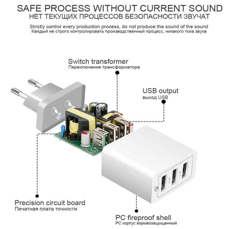 SDC-30W 2 in 1 USB to 8 Pin Data Cable + 30W QC 3.0 USB + 2.4A Dual USB 2.0 Ports Mobile Phone Tablet PC Universal Quick Charger Travel Charger Set, EU Plug - USB Charger by PMC Jewellery | Online Shopping South Africa | PMC Jewellery | Buy Now Pay Later Mobicred