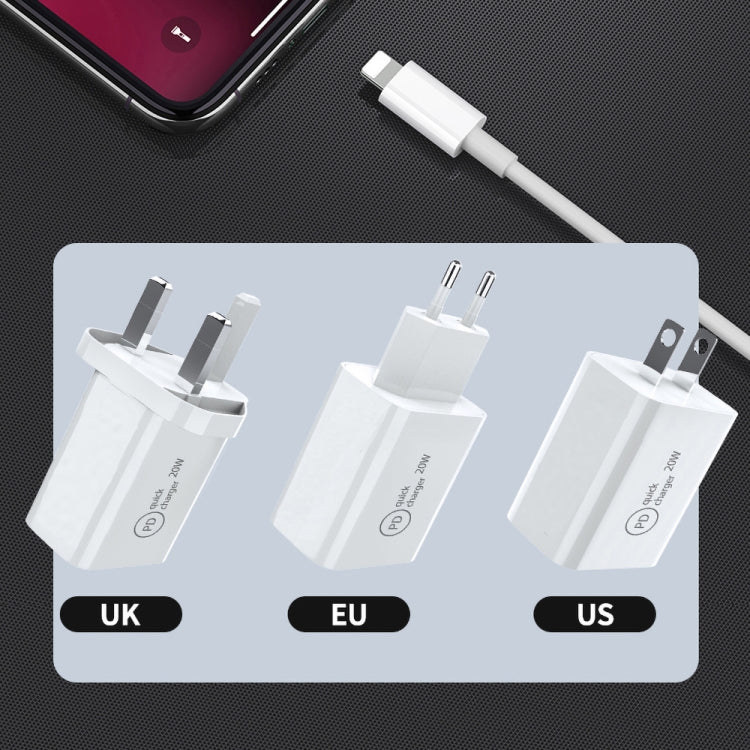 SDC-20W 2 in 1 PD 20W USB-C / Type-C Travel Charger + 3A PD3.0 USB-C / Type-C to 8 Pin Fast Charge Data Cable Set, Cable Length: 2m, US Plug - USB Charger by PMC Jewellery | Online Shopping South Africa | PMC Jewellery | Buy Now Pay Later Mobicred