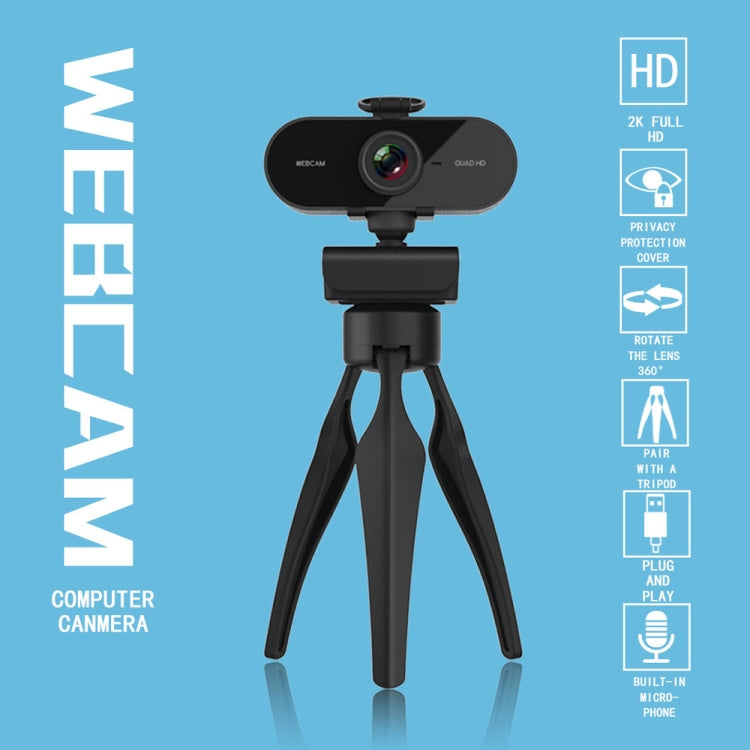 B1 4 Million Pixels 2K Resolution HD 1080P 360 Degrees Rotation Webcam with Mic & Tripod - HD Camera by PMC Jewellery | Online Shopping South Africa | PMC Jewellery | Buy Now Pay Later Mobicred