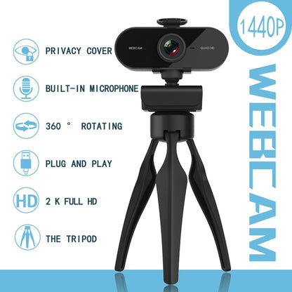 B1 4 Million Pixels 2K Resolution HD 1080P 360 Degrees Rotation Webcam with Mic & Tripod - HD Camera by PMC Jewellery | Online Shopping South Africa | PMC Jewellery | Buy Now Pay Later Mobicred