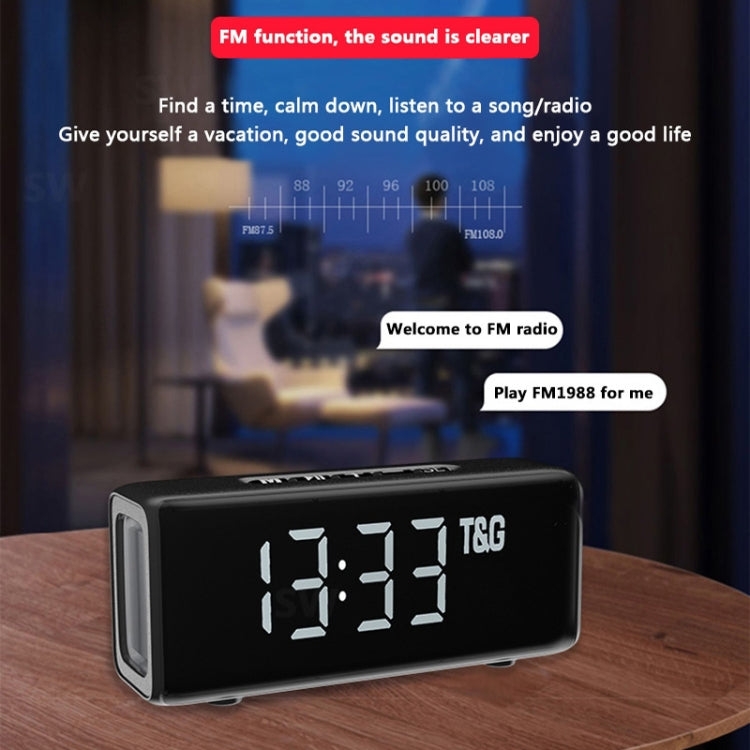 T&G TG174 TWS Mmirror Bluetooth Speaker, Support Alarm Clock / Time & Temperature Display / Micro SD Card / FM / MP3(Red) - Desktop Speaker by T&G | Online Shopping South Africa | PMC Jewellery | Buy Now Pay Later Mobicred