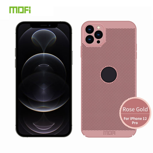 For iPhone 12 Pro MOFi Honeycomb Texture Breathable PC Shockproof Protective Back Cover Case(Rose Gold) - iPhone 12 / 12 Pro Cases by MOFI | Online Shopping South Africa | PMC Jewellery