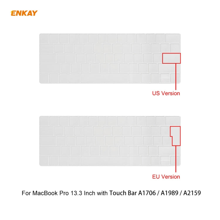 ENKAY 3 in 1 Crystal Laptop Protective Case + EU Version TPU Keyboard Film + Anti-dust Plugs Set for MacBook Pro 13.3 inch A1706 / A1989 / A2159 (with Touch Bar)(Black) - MacBook Pro Cases by ENKAY | Online Shopping South Africa | PMC Jewellery | Buy Now Pay Later Mobicred