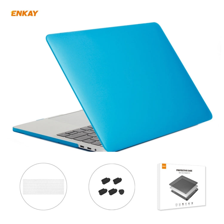 ENKAY 3 in 1 Matte Laptop Protective Case + US Version TPU Keyboard Film + Anti-dust Plugs Set for MacBook Pro 13.3 inch A1706 / A1989 / A2159 (with Touch Bar)(Light Blue) - MacBook Pro Cases by ENKAY | Online Shopping South Africa | PMC Jewellery | Buy Now Pay Later Mobicred