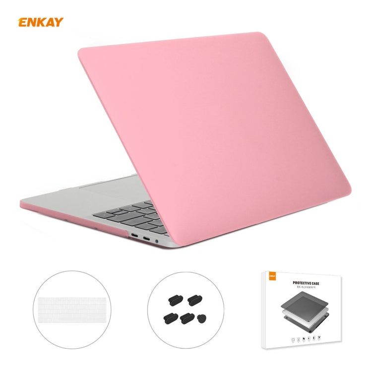 ENKAY 3 in 1 Matte Laptop Protective Case + US Version TPU Keyboard Film + Anti-dust Plugs Set for MacBook Pro 13.3 inch A1706 / A1989 / A2159 (with Touch Bar)(Pink) - MacBook Pro Cases by ENKAY | Online Shopping South Africa | PMC Jewellery | Buy Now Pay Later Mobicred